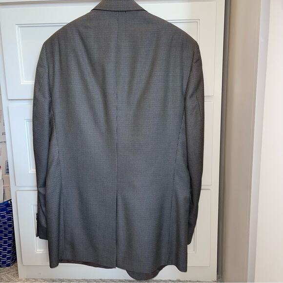 HART SCHAFFNER MARX Black and Blue Houndstooth Sport Coat Blazer Jacket 42L - Picture 2 of 14